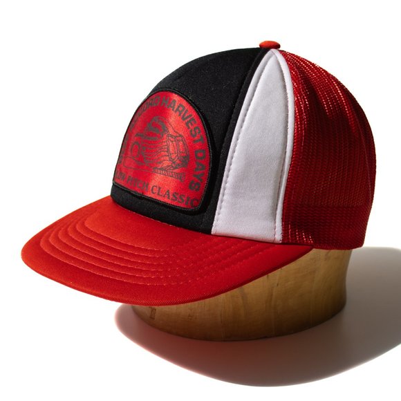 Vintage Snapback Softball Hat Cap Mesh Slowpitch 80's Red White Black - Picture 1 of 12